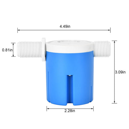 Float Valve 1/2" Side Inlet Male Automatic Water Level Control Valve for Water Tank, Water Tower, Swimming Pools, Livestock Water Trough, Aquaculture, Aquariums.