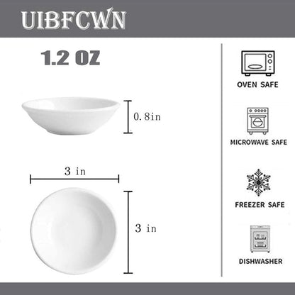 UIBFCWN 25 Pack Soy Sauce Dish 3inch Ceramic Dipping Bowls Bulk, 1.2 Oz White Dipping Sauce Bowls/Dishes, Small Dipping Sauce Cups for Sushi Ketchup Olive Oil Appetizer