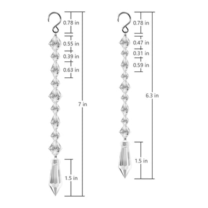 Clear Acrylic Crystal Drop Crystal Ornaments for lampshade, Chandeliers,Candlesticks Decor,Centerpieces and Christmas Tree Decoration (6 Long/7 inch+6 Short/6.3 inch) ﻿