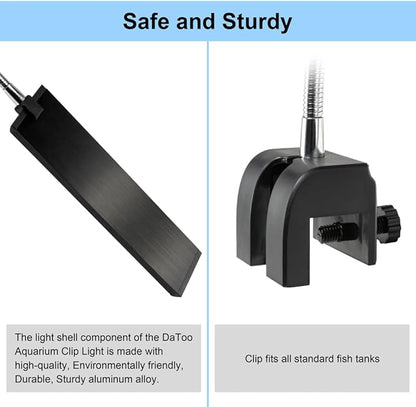 DaToo Aquarium Light Small LED Clip Light for Fish Tank 10W, 1 Yr Warranty