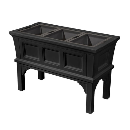 Step2 Atherton Raised Planter Box, Large Planters for Outdoor Plants, Gardening and Flower Pot for Patio or Porch, Easy Drainage, Durable Plastic, Onyx Black