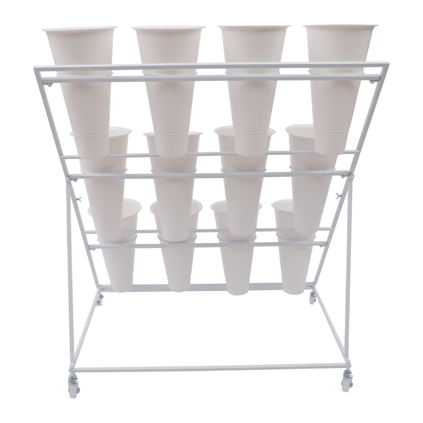 Knwigoe 3-Tire Flower bar with 12 Buckets ,Flower Stand Bart,Flower Cart Display Mental Outdoor Plant Carts for Patio Garden Balcony