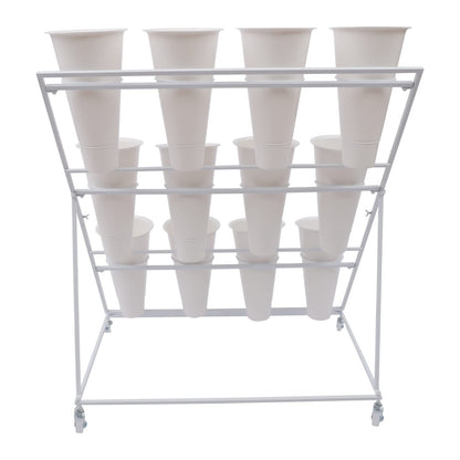 Knwigoe 3-Tire Flower bar with 12 Buckets ,Flower Stand Bart,Flower Cart Display Mental Outdoor Plant Carts for Patio Garden Balcony