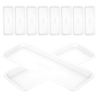 Yardwe 10Pcs Rectangular Plant Tray, Plastic Flower Pot Saucer, Reusable Bonsai Pot Tray, Ideal for Indoor and Outdoor Plants, Prevents Overwatering, Easy to Clean, 15.66 X 5.90 Inch, White
