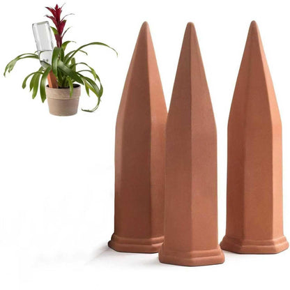 Plant Self-Watering Stakes for Indoor Outdoor Terracotta Watering Spikes for Recycled Wine Bottles to Water at Home or on Vacation (6, Brown)