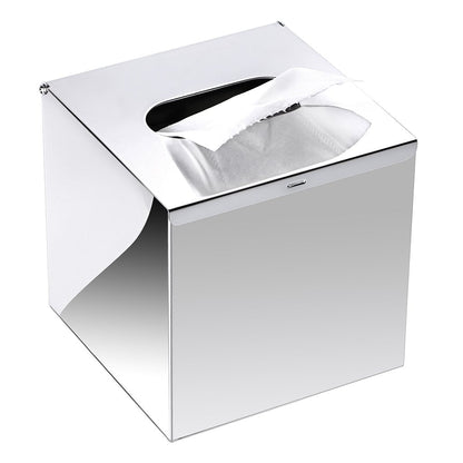 Sumnacon Square Stainless Steel Tissue Box Cover - Wall Mounted Stylish Paper Facial Cover, Modern Metal Tissue Box Holder for Bedroom/Bathroom/Vanity/Countertop/Dresser/Night Stand/Office/Car, Polish