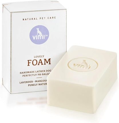 animaux vimi – Lovely Foam Dog Shampoo for Sensitive Skin - Handmade Lather Dog Soap for Extra Shine - Relief for Dry, Itchy Skin - Purely Natural & Certified Organic Ingredients - Lavender - 3.53 oz