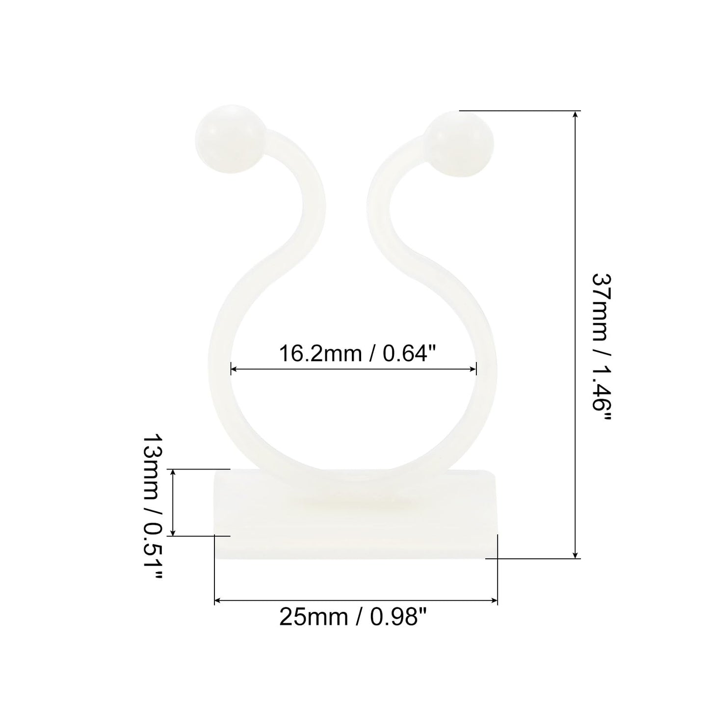 uxcell 100Pcs Plant Climbing Wall Fixture Clips, Plant Fixer Self-Adhesive Hooks Wire Fixing Supporting for Indoor Outdoor Decoration and Cable Wire Fixing (White, 16.2mm/0.64")
