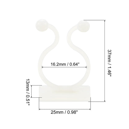 uxcell 100Pcs Plant Climbing Wall Fixture Clips, Plant Fixer Self-Adhesive Hooks Wire Fixing Supporting for Indoor Outdoor Decoration and Cable Wire Fixing (White, 16.2mm/0.64")
