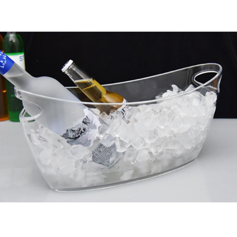 OUKEYI Ice Buckets for Parties, 5.5 Liter Large Clear Acrylic Food Grade Ice Bucket, Mimosa Bar Supplies Beverage Tub for Champagne Beer Sparkling Wine Cocktails, 16.9, Transparent, OUKEYI-100894