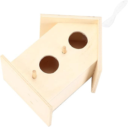 Wooden Bird House,Bird Nests Box DIY Painting Wild Bird House Wooden Bird House Kit for Bird (Double Layer Two Hole)