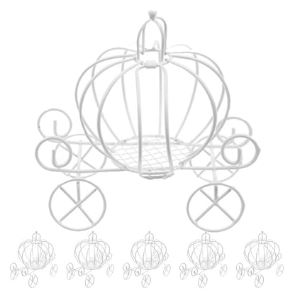 DECHOUS 10Pcs Pumpkin Carriages Candy Box: White Metal Princess Carriage Centerpieces for Tables - Halloween Pumpkin Cart Candy Holder for Wedding Party Favor Birthday