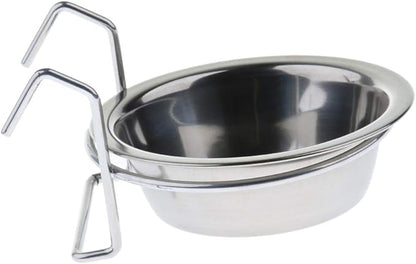 2 Pcs Stainless Steel Bird Parrot Feeding Cups Cage Hanging Bowl, Bird Coop Cups Seed Water Food Dish Feeder Bowl
