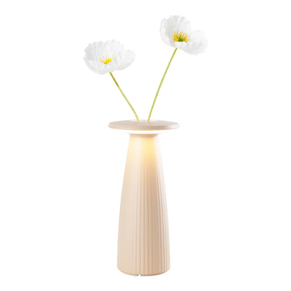 UBIQUA 2-in-1 Cordless Table Lamp - Flora MINI, Vase Lamp with Magnetic Charging, Dimmable & Adjustable Lighting, IP65 - Rechargeable LED Lamp for HoReCa, Living Room, Outdoor Use (Sand)