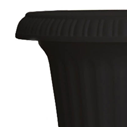 Southern Patio Large 14 Inch Outdoor Garden Lightweight Utopian Urn Planter with UV-Coated Finish for Entryways, Walkways, and More, Black (2 Pack)