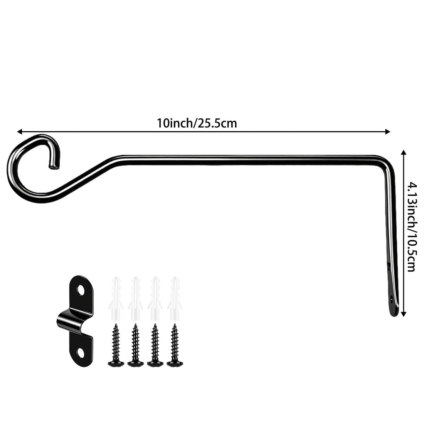 Uiyicil 2 Pack Heavy Duty Metal Plant Hanger Wall Hooks – Indoor and Outdoor, Holds Up to 40 lb, for Hanging Plants, Lanterns, Bird Feeders – 9.4IN Black