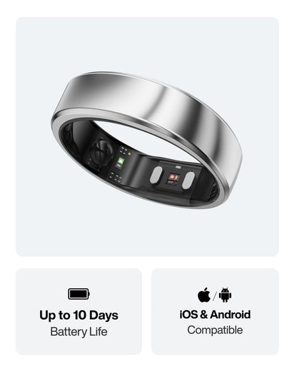 RingConn Gen 2 Air, Ultra-Thin AI Smart Ring, 10-Day Battery Life, Fitness/Sleep/Stress/HR Tracker for Women&Men, No App Fee for Standard Features, iOS & Android Compatible (Size 7, Galaxy Sliver)