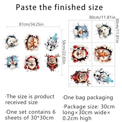 34.25 x 22.83 Inch Christmas Wall Decals Stickers Removable Large Santa Claus Elk Penguin Wall Stickers DIY Xmas Art Home Decor for Winter Christmas Holiday New Year Winter Party Supplies