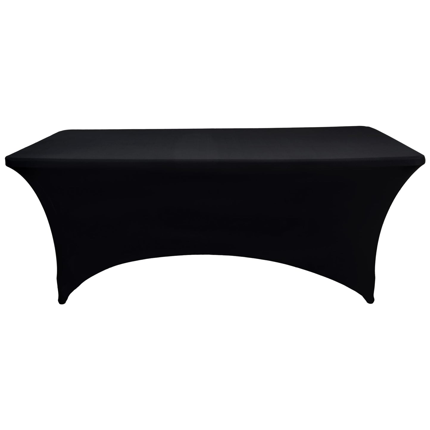 ZarzaaSik 2-Pack 6ft Black Spandex Table Covers for Rectangle Standard Folding Tables - Wrinkle Resistant Stretch Tablecloths - Ultimate Fitted Table Protector for Parties, Trade Shows, Banquet