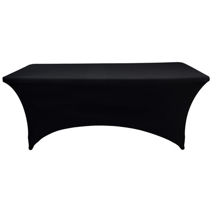 ZarzaaSik 2-Pack 6ft Black Spandex Table Covers for Rectangle Standard Folding Tables - Wrinkle Resistant Stretch Tablecloths - Ultimate Fitted Table Protector for Parties, Trade Shows, Banquet