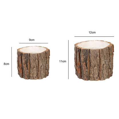 mollensiuer 2Pcs Wooden Bark Flower Buckets Bark Bucket Plant Vase Container Rustic Flower Arrangement Holder Succulent Pot Farmhouse Small Plant Pot for Outdoor Indoor Home Decorations, 2 Sizes