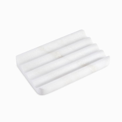 Soap Dish, Marble Soap Holder for Shower, Bar Soap Holder with Water Ripple Design, Easy Cleaning Soap Saver for Kitchen Sink，Bathroom, Executive African Natural Stone Soap Tray(Namib Bianco)