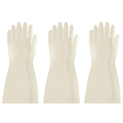 BOOMJOY Nitrile Cleaning Gloves, Long Cuff Dishwashing Gloves Heavy Duty, Reusable Medium Gloves for Kitchen, Bathroom, Gardening, Working, Pet Care - White, 3 Pairs, Size M