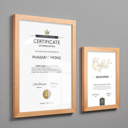 ECKEK Wall Mount Acrylic Sign Holder Self Adhesive Magnetic Display Frame Clear Document Frame for Office, Store, School, Home, Wall Picture Frame (Walnut A4 210×297mm/8.27×11.69inches)