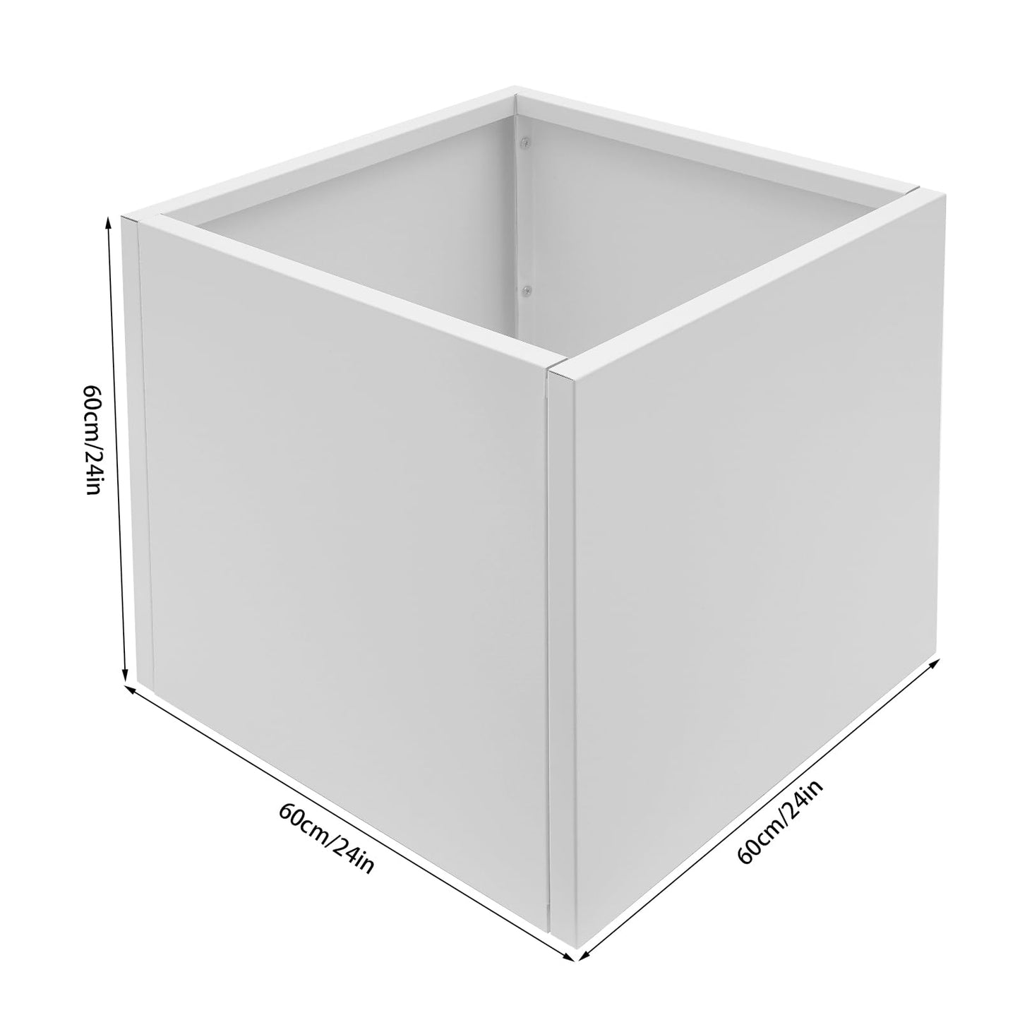 VNUIWDSG Cube Planter Box 24x24x24 Inch, Large Square Indoor Outdoor Galvanized Steel Planter with Baking Paint, Heavy Duty Metal Flower Pot for Garden Patio Deck Yard