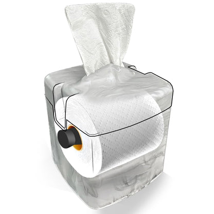 Tissuecaddy Life Hack Toilet Paper Dispenser - Money Saver Alternative to Tissue Box and Tissue Box Holder | Home, Bathroom, and More - White Marble