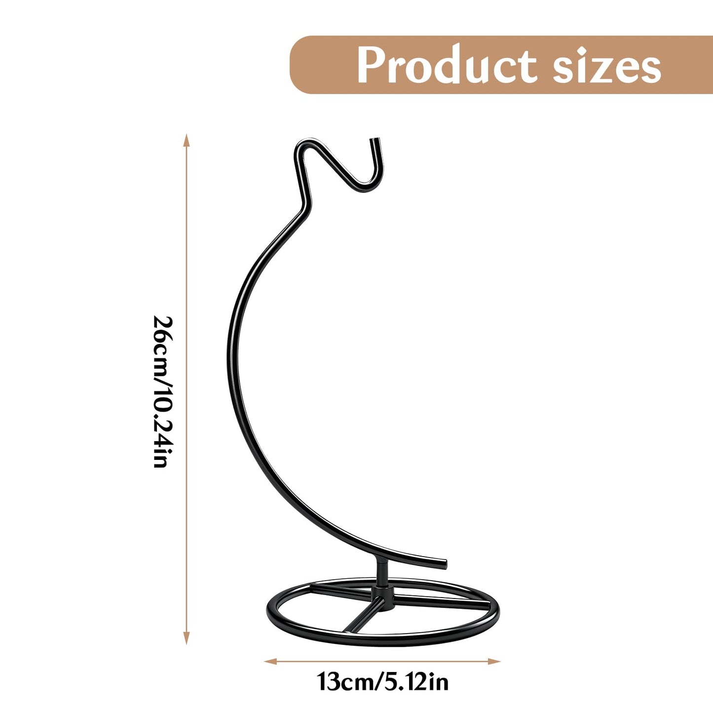 TSUMAZURE Ornament Display Stand with Hook, 11" Black Iron Hanging Stand for Air Plants, Glass Balls, Witch Balls, Terrariums, Christmas & Wedding Decorations, Home & Office Decor (black)