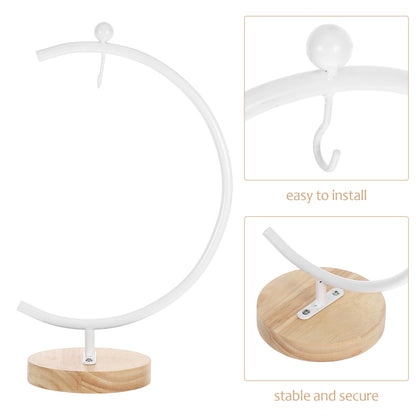 PRETYZOOM Ornament Display Stand with Base Stable Iron Hanging Hook for Air Plants and Glass Terrarium Globes Space-saving Rack for Tabletop Decor Elegant Holder for Ornaments