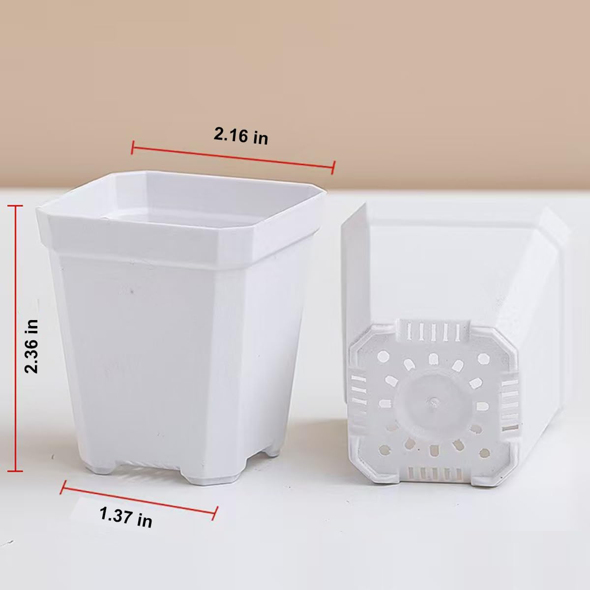 Gurygo 2.16 Inch Plant Pots, Small Flower Pots with Drainage Hole and Saucer, Decorative Nursery Pot Bulk for African Violet, Snake Plant, Succulent, Herb and Plants Indoor (White)