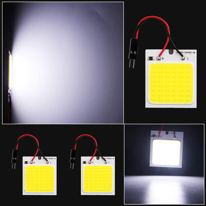Grandview 10-Pack COB 48-SMD DC12V LED Dome Lamp - White Interior Reading Light with BA9S T10 Festoon Adapters