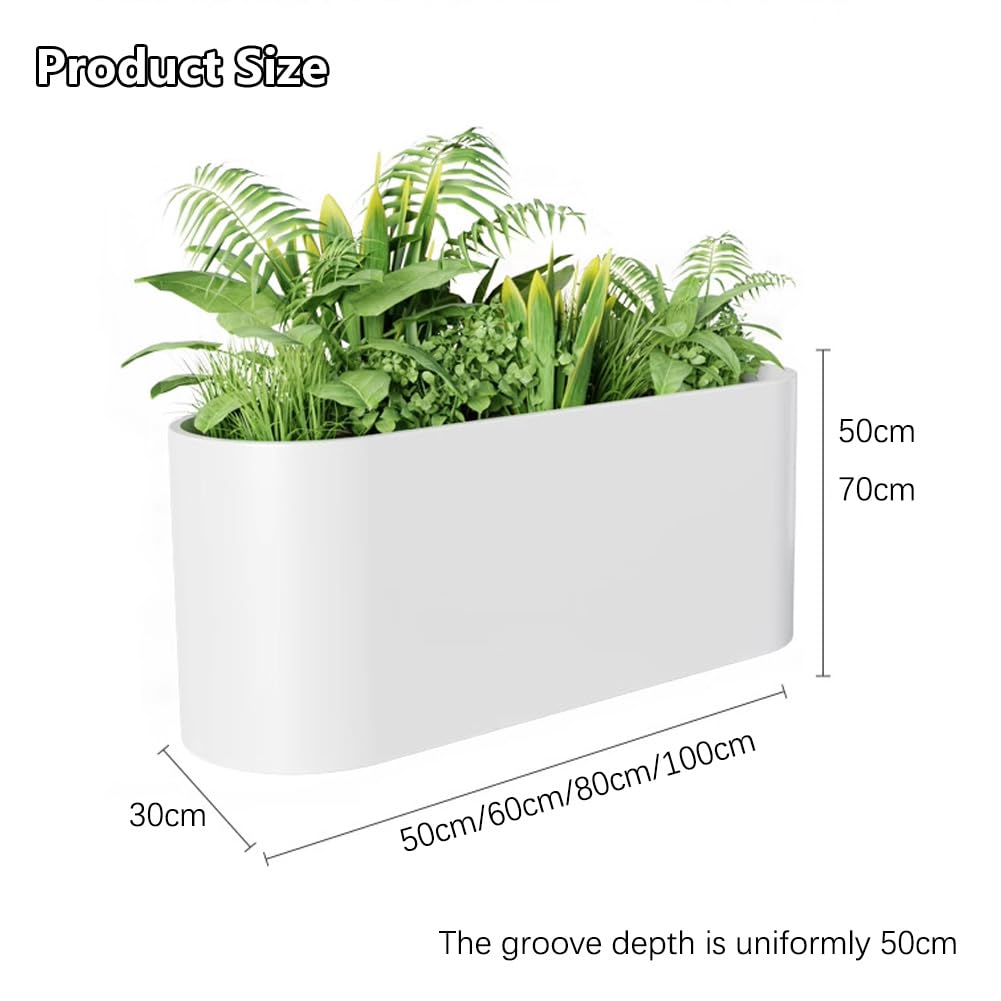 Sions Freestanding Planter Garden Beds, Outdoor Galvanized Planter Raised Garden Boxes, Raised Vegetable Gardens and Balcony Plant Tray Planting Beds,White 50cm*30cm*50cm