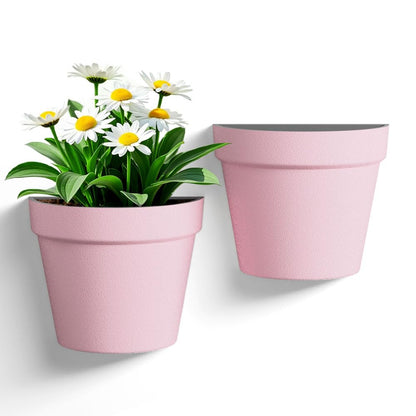 Asnext 2 Pack Plastic Wall Planter for Indoor Plants, 7.5 Inch Hanging Wall Planter Pots, Wall Mounted Succulent Planters (Pink)