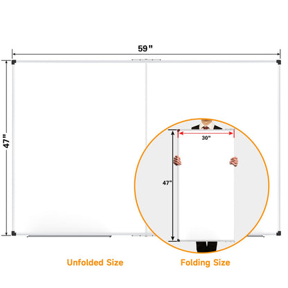XBoard Magnetic Whiteboard 60 x 48 Inch, Dry Erase Board for Wall with Silver Aluminum Frame Foldable Presentation Board