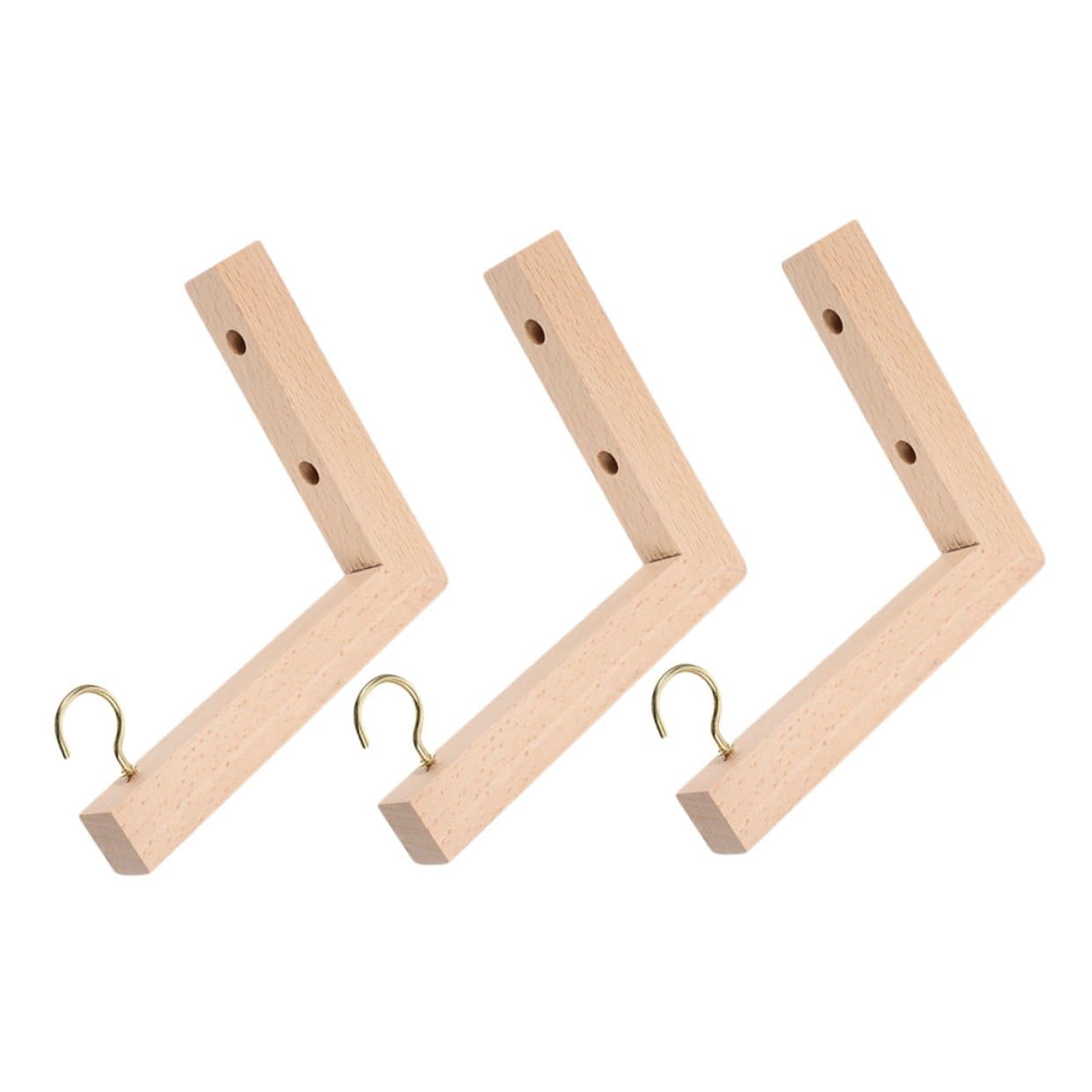KALLORY 3pcs Wooden Plant Hangers for Wall – Outdoor Indoor Hanging Plant Brackets for Flower Pots, Wind Chimes, and Bird Feeders – Natural Wood Hanging Basket Hooks for Garden and Patio