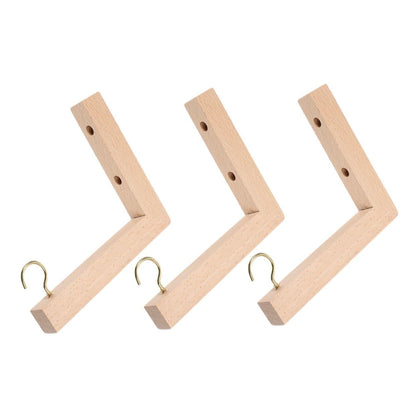 KALLORY 3pcs Wooden Plant Hangers for Wall – Outdoor Indoor Hanging Plant Brackets for Flower Pots, Wind Chimes, and Bird Feeders – Natural Wood Hanging Basket Hooks for Garden and Patio