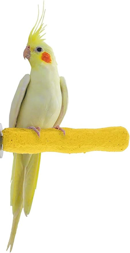 Sweet Feet and Beak Comfort Grip Safety Perch for Bird Cages - Pedicure Perch for Birds to Keep Nails and Beaks in Top Condition - Safe Easy to Install Bird Cage Accessories X-Small 4.5"- Yellow
