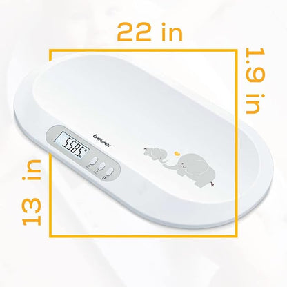 Beurer BY90 Baby Scale, Pet Scale, Digital, with Measuring Tape, tracking weight with App | For: Infant, Newborn, Toddler /Puppy, Cat - Animals | LCD Display, weighs Lbs/Kg/Oz Highly accurate