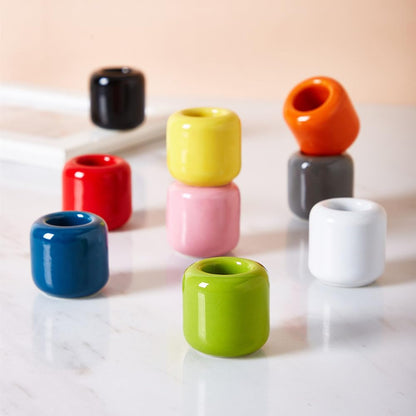 10 Pcs Ceramic Chime Candle Holders, 0.7 Inch Diameter, Home Small Candle Holders for Casting Chimes, Rituals, Spells, Vigil, Wiccan Supplies & More (Ceramics, Multicolor)