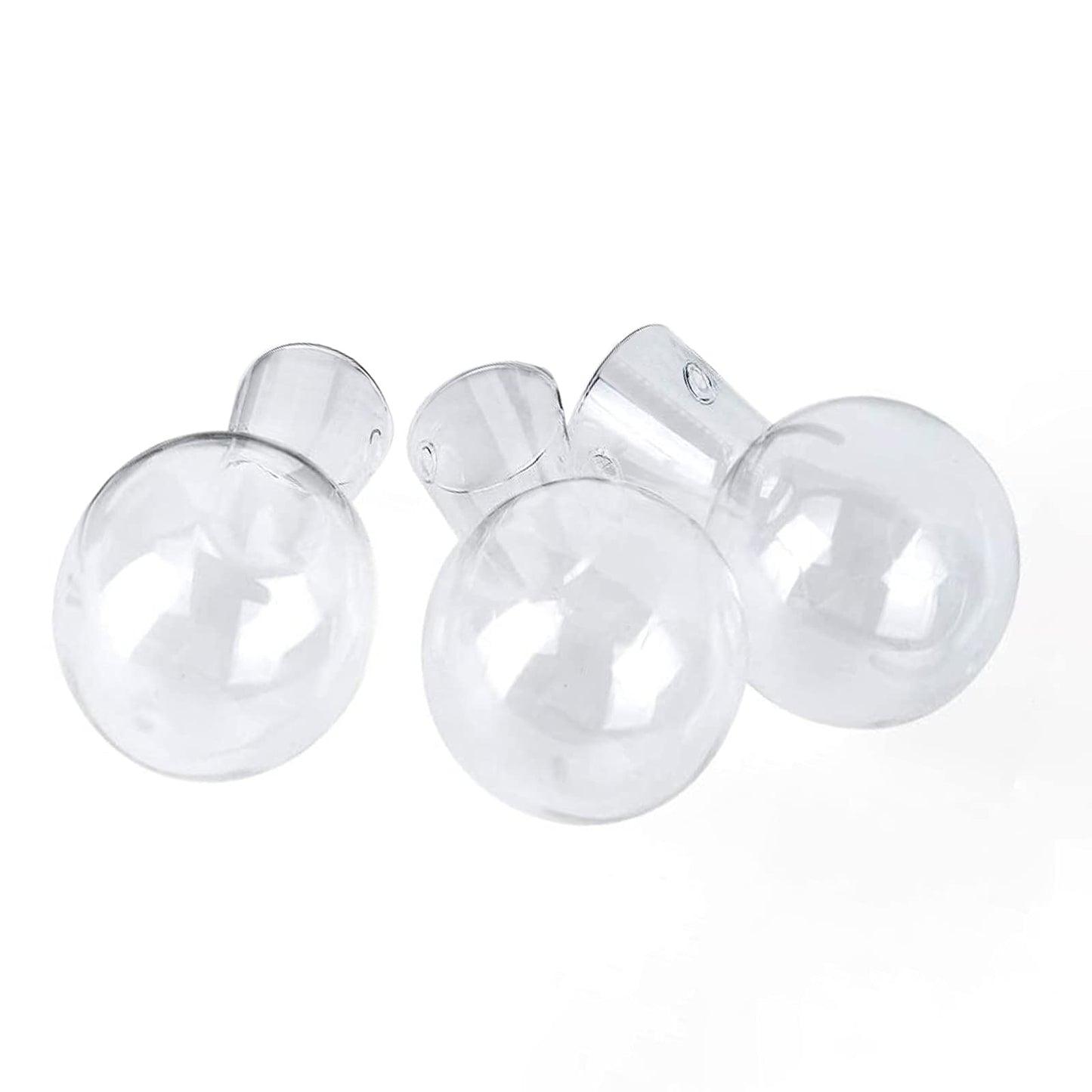 Kingbuy Bulb Glass Vase with Side-Hole (Hole to Hole Opening Dia.: 1.18 in) for Replacement Planter Terrarium with Wooden Stand Accessories Desktop Hydroponics Water Plant Propagation Station, 2 Pack