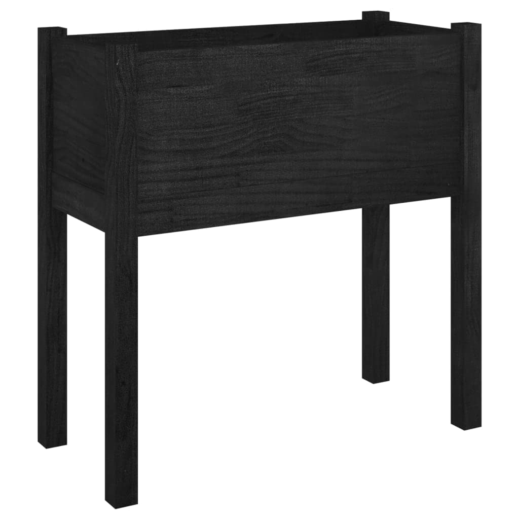 MBDRKVGF Large Garden Planter Box, 27.6-inch Square Wooden Flower Pot for Outdoor Patio, Balcony and Backyard, Matte Black Solid Pinewood Decorative Raised Bed