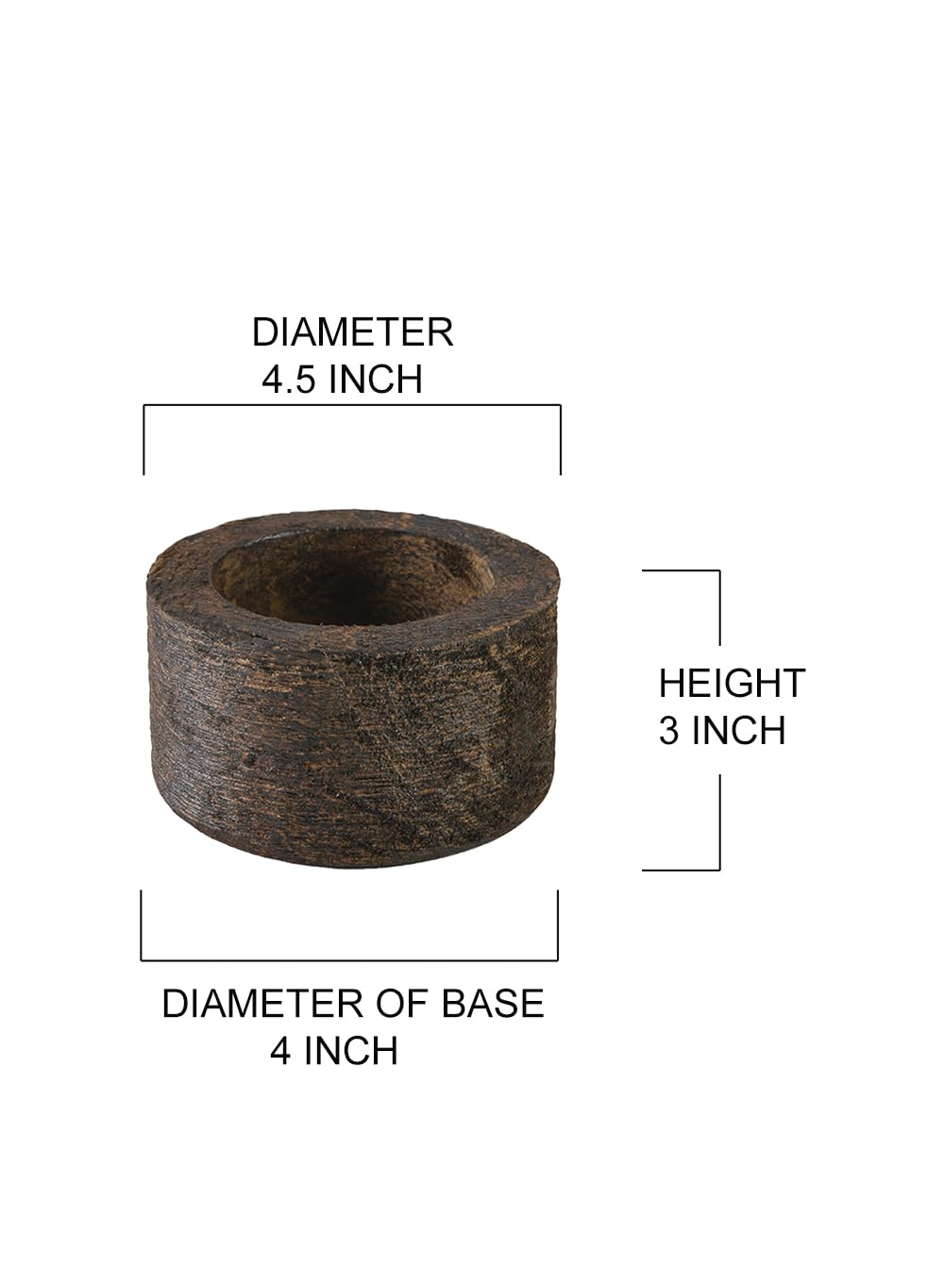 Serene Spaces Living Dark Wood Plant Pot - 2.8" x 4.5" - Stylish Indoor Wooden Pot Perfect for Small Plants, Succulents, and Home Decor Accents, Food Safe