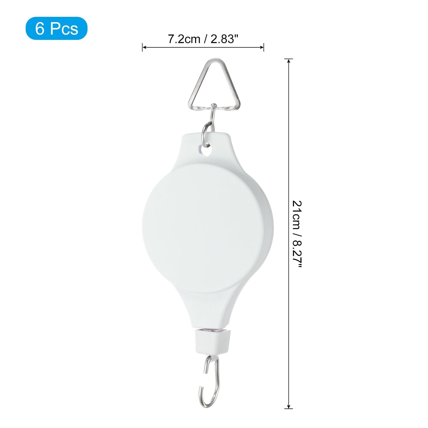 PATIKIL Plant Hanger, 6 Pcs Pulley Retractable Triangle Hanging Flower Basket Hook Indoor and Outdoor Plant Pots Holder, for Planters, Flower Basket, Wind Chimes, Bird Feeders, White