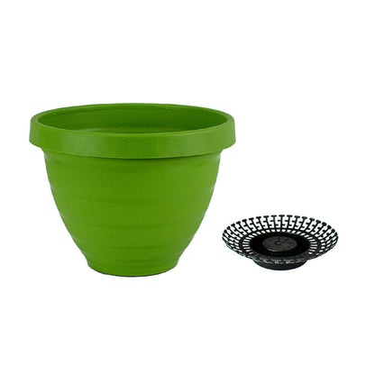 The HC Companies Rings Flower Planter - Self Watering Plant Pots for Herbs & More - Round Lightweight Outdoor & Indoor Planter (8" Green, Pack of 2)