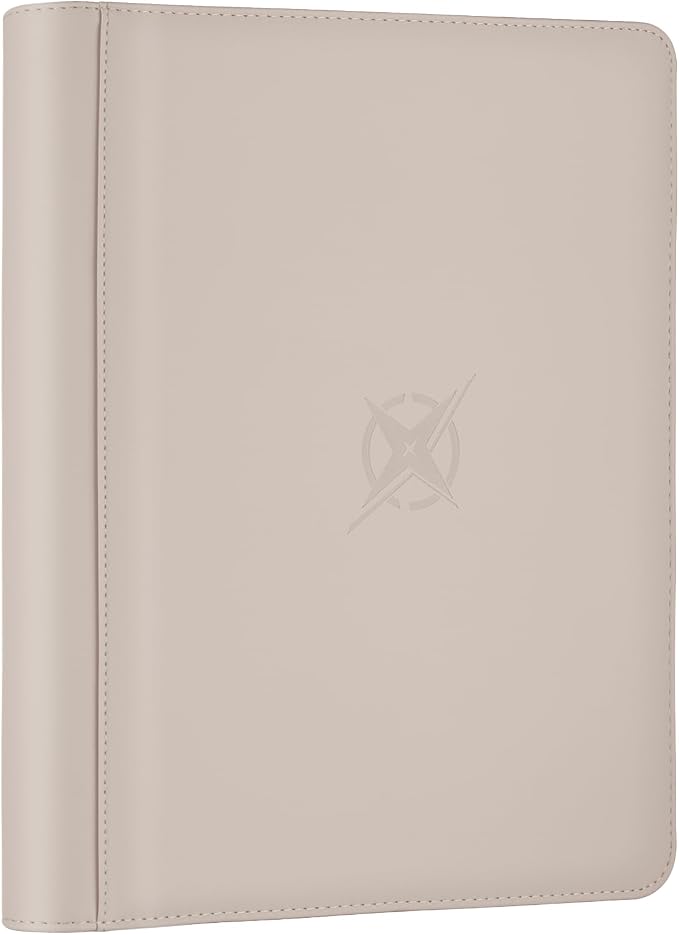 Trading Card Binder, Card Binder 9 Pocket for Trading Cards, Holds 540 Cards, Zippered Premium Card Collection Binder Album for Game Card, Sports Card, Yugioh, MTG (Ivory White)