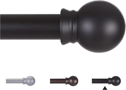 Thestoa Curtain Rods for Windows 31 or 46 Inch, 5/8" Diameter Black Curtain Rod Adjusts Length by Splicing, Suitable for Bedroom, Living Room,Kitchen,Farmhouse, Outdoor