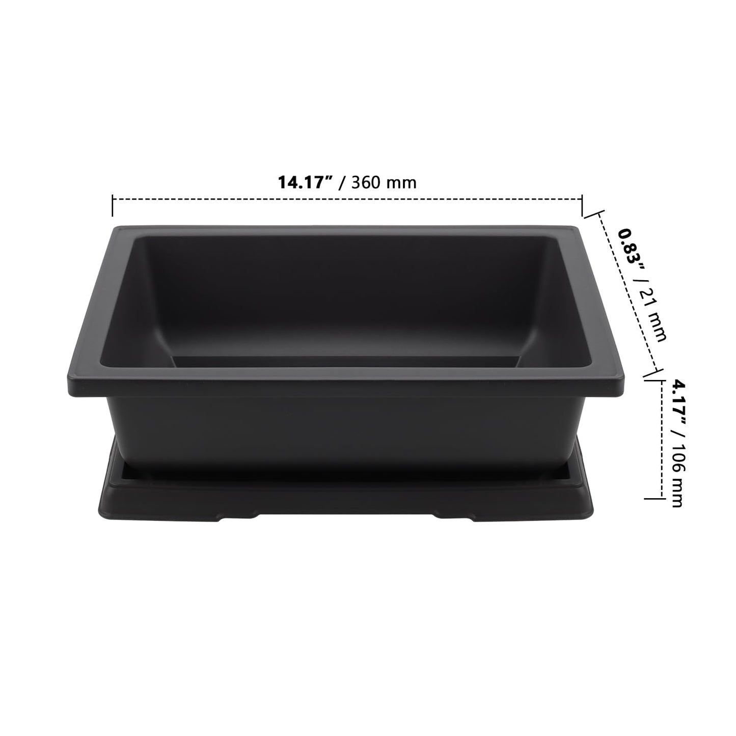 ZOENHOU 3 PCS 14x10 Inch Large Bonsai Training Pots, Rectangular Plastic Bonsai Training Pots with Deep Humidity Trays, Bonsai Plants Growing Pot for Garden, Yard, Office, Living Room, Balcony
